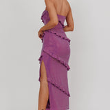 Metrics Strapless Frill Maxi Dress Purple
