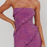 Metrics Strapless Frill Maxi Dress Purple