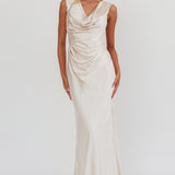 Chills Cowl Neck Satin Maxi Dress Champagne