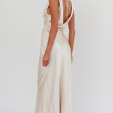 Chills Cowl Neck Satin Maxi Dress Champagne