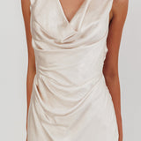 Chills Cowl Neck Satin Maxi Dress Champagne