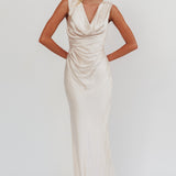 Chills Cowl Neck Satin Maxi Dress Champagne