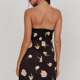 Sian Strapless Sweetheart Mini Dress Flowers Black