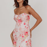 Sian Strapless Sweetheart Mini Dress Floral Pink