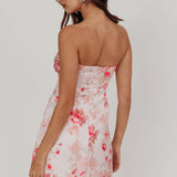 Sian Strapless Sweetheart Mini Dress Floral Pink