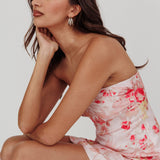 Sian Strapless Sweetheart Mini Dress Floral Pink