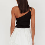 Corinthia One-Shoulder Bubble Mini Dress Black/White
