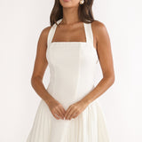 Angelico Halterneck Pleat Mini Dress White
