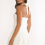 Angelico Halterneck Pleat Mini Dress White