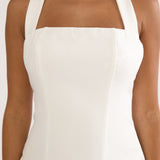 Angelico Halterneck Pleat Mini Dress White