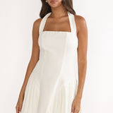 Angelico Halterneck Pleat Mini Dress White