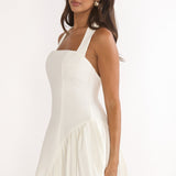 Angelico Halterneck Pleat Mini Dress White