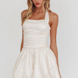 Angelico Halterneck Balloon Mini Dress Cream