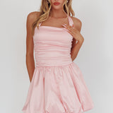 Angelico Halterneck Balloon Mini Dress Pink