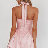 Angelico Halterneck Balloon Mini Dress Pink