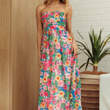 Sunday Dawn Strapless Maxi Dress Floral Pink