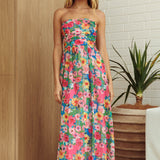 Sunday Dawn Strapless Maxi Dress Floral Pink