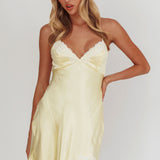 Las Vegas Strappy Back Lace Trim Mini Dress Butter