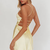 Las Vegas Strappy Back Lace Trim Mini Dress Butter