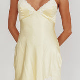 Las Vegas Strappy Back Lace Trim Mini Dress Butter