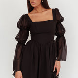 Miya Long Sleeve Mini Dress Black