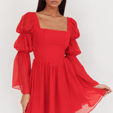 Miya Long Sleeve Mini Dress Red