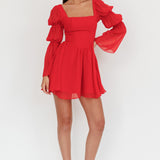 Miya Long Sleeve Mini Dress Red