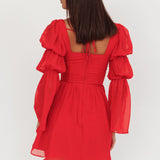 Miya Long Sleeve Mini Dress Red