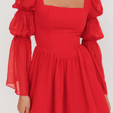 Miya Long Sleeve Mini Dress Red