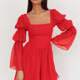 Miya Long Sleeve Mini Dress Red