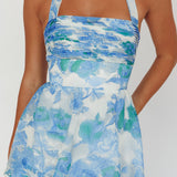 Seascape Halterneck Layered Maxi Dress Floral Blue