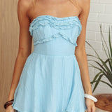 Top It Off Strapless Frill Trim Maxi Dress Blue