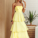 Top It Off Strapless Frill Trim Maxi Dress Butter