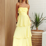 Top It Off Strapless Frill Trim Maxi Dress Butter