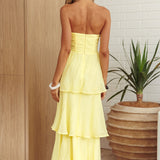 Top It Off Strapless Frill Trim Maxi Dress Butter
