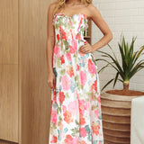Holding Hands Sweetheart Neckline Maxi Dress Floral White