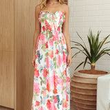 Holding Hands Sweetheart Neckline Maxi Dress Floral White