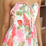 Holding Hands Sweetheart Neckline Maxi Dress Floral White