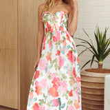 Holding Hands Sweetheart Neckline Maxi Dress Floral White