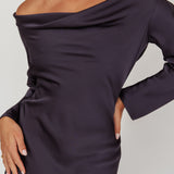 Cecilia Long Sleeve Drape Back Maxi Dress Navy