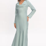 Cecilia Long Sleeve Drape Back Maxi Dress Sage