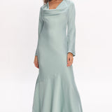 Cecilia Long Sleeve Drape Back Maxi Dress Sage