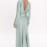 Cecilia Long Sleeve Drape Back Maxi Dress Sage
