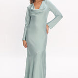 Cecilia Long Sleeve Drape Back Maxi Dress Sage
