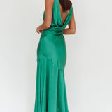 Cecilia Cowl Neck Drape Back Maxi Dress Emerald