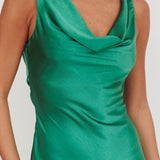 Cecilia Cowl Neck Drape Back Maxi Dress Emerald