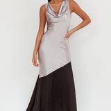 Cecilia Cowl Neck Drape Back Maxi Dress Smoke