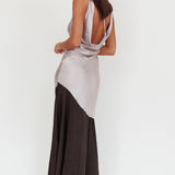 Cecilia Cowl Neck Drape Back Maxi Dress Smoke
