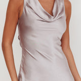 Cecilia Cowl Neck Drape Back Maxi Dress Smoke