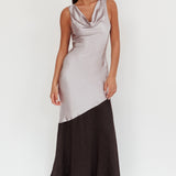 Cecilia Cowl Neck Drape Back Maxi Dress Smoke
